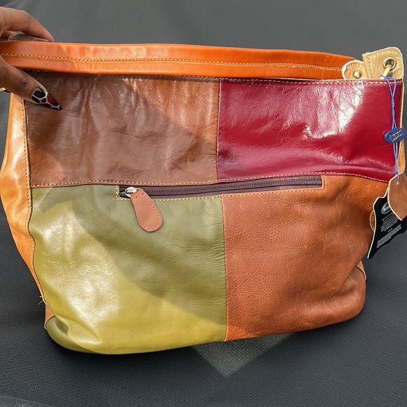 Ameri Leather patchwork leather hobo bag - Picture 2 of 13